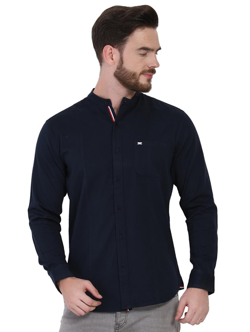 blue solid casual shirt - 16690879 - Zoom Image - 1