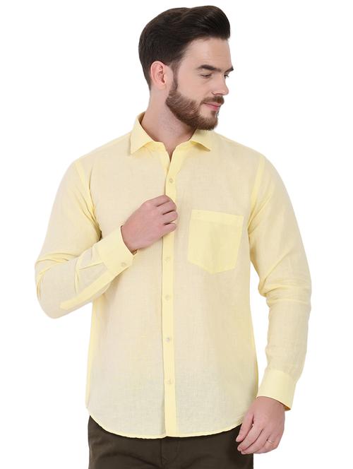 yellow linen casual shirt - 16690894 - Standard Image - 1