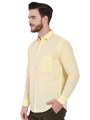 yellow linen casual shirt - 16690894 - Standard Image - 2