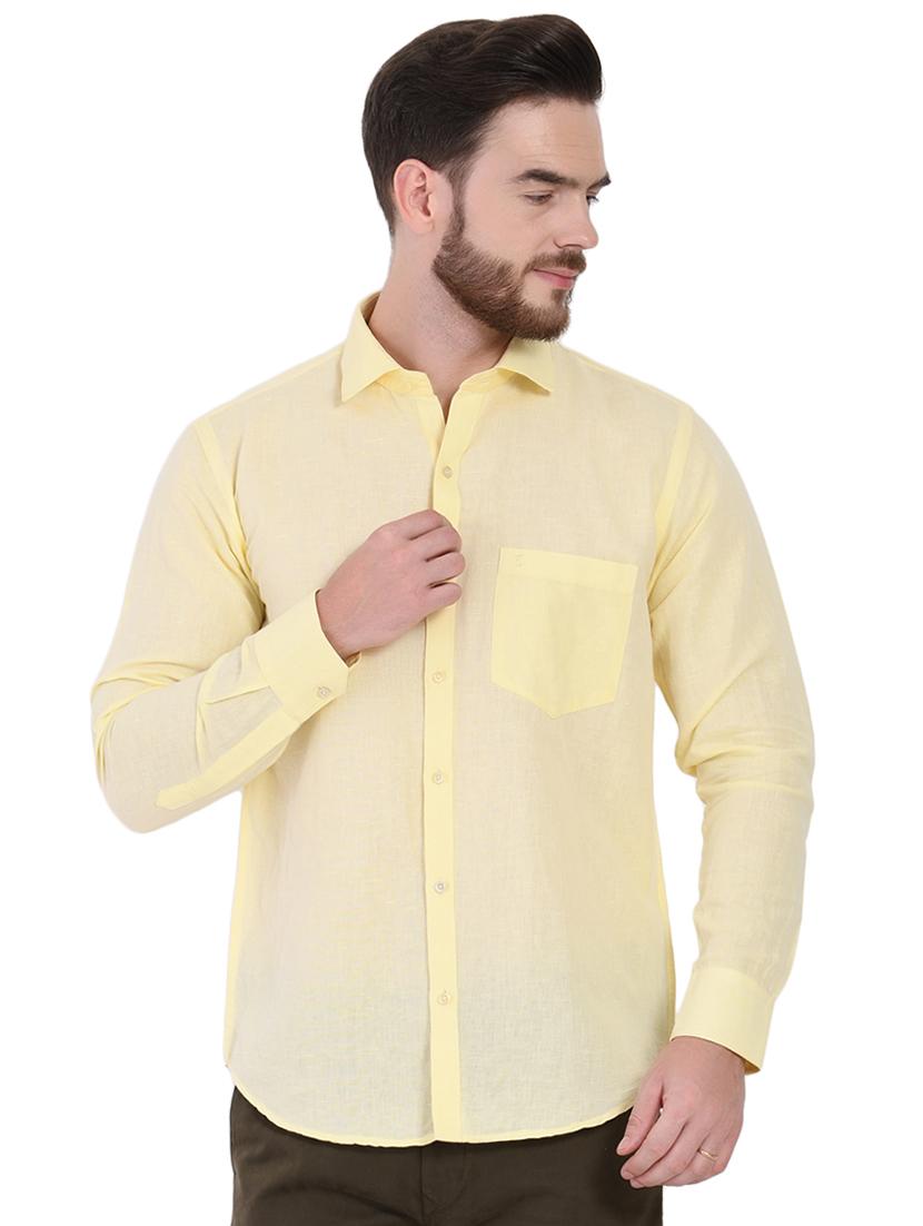 yellow linen casual shirt - 16690894 - Zoom Image - 1