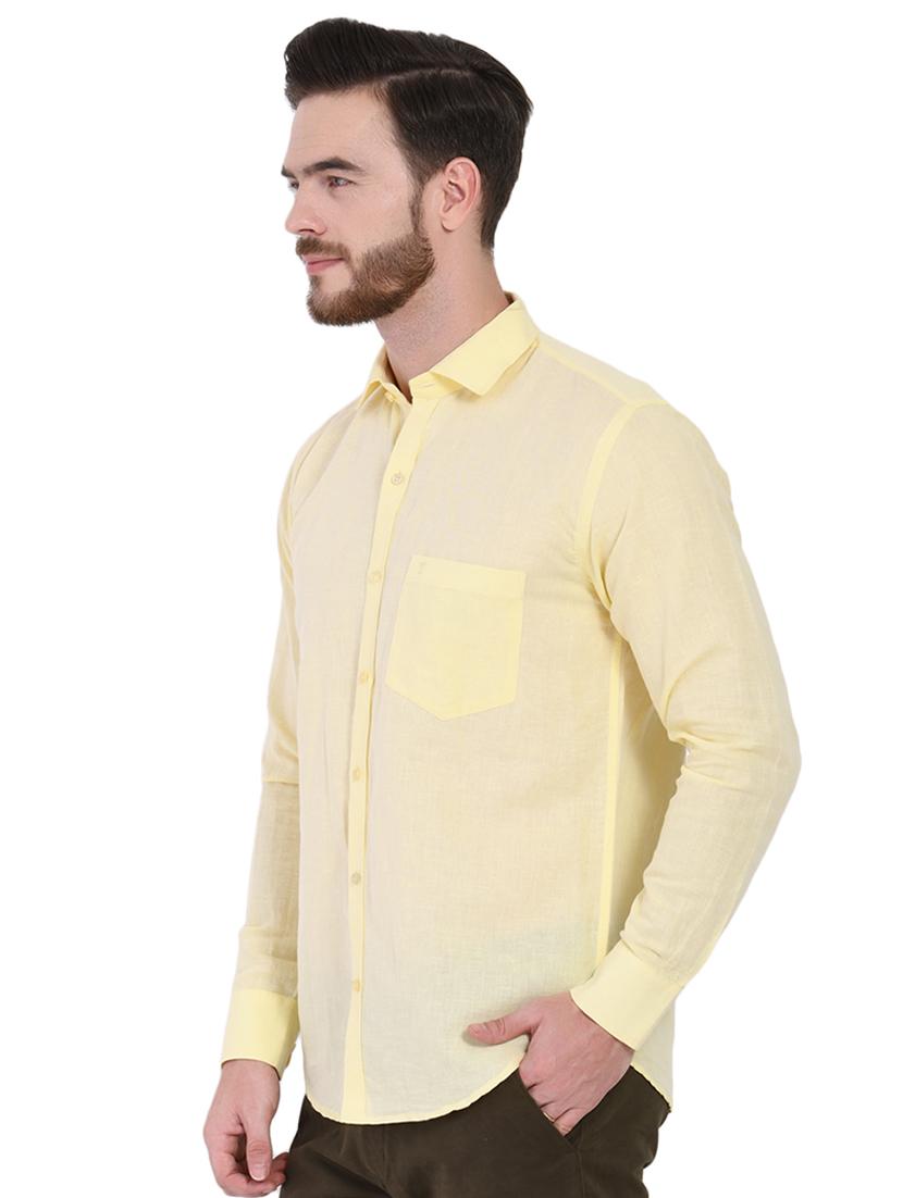 yellow linen casual shirt - 16690894 - Zoom Image - 2