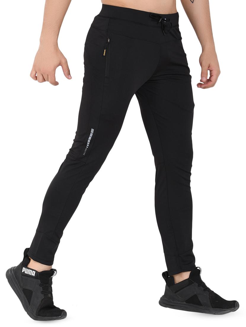 black solid ankle length track pant - 16691000 - Zoom Image - 2