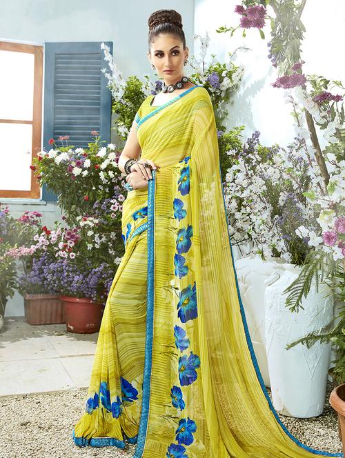 floral printed saree with blouse - 16691413 - Standard Image - 1
