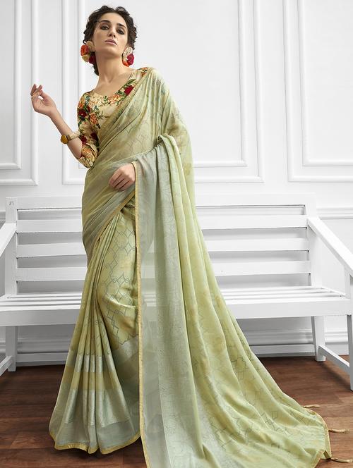 self-design printed saree with blouse - 16691428 - Standard Image - 1