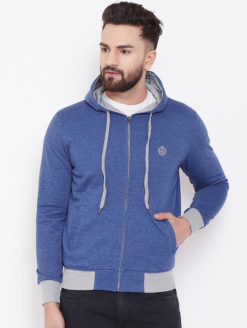 blue solid hooded sweatshirt - 16691556 - Zoom Image - 1