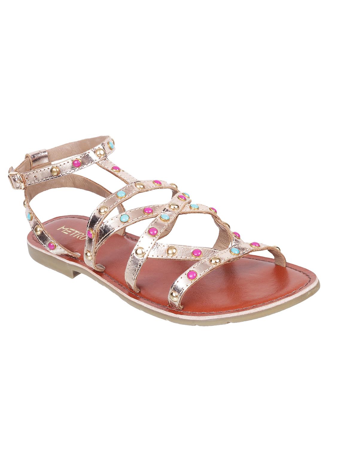 gold back strap sandals - 16691574 - Zoom Image - 1