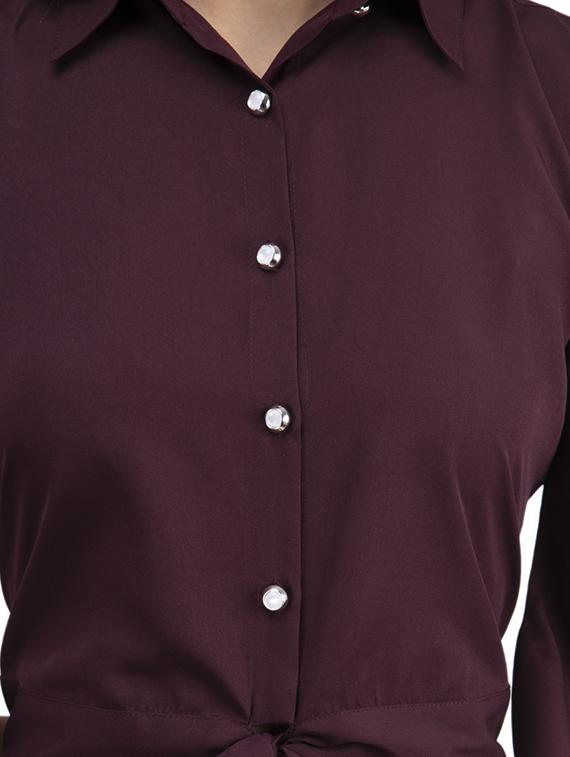 tie knot cold shoulder crop shirt - 16692297 - Zoom Image - 5