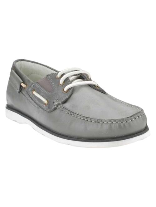 grey leather lace up boatshoes - 16692404 - Very Small Image - 1