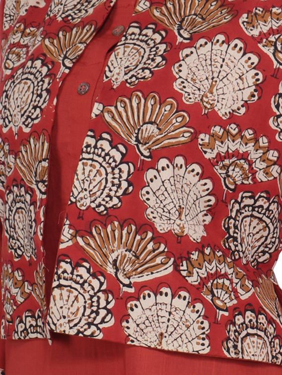 solid straight kurta with jacket - 16692771 - Zoom Image - 4