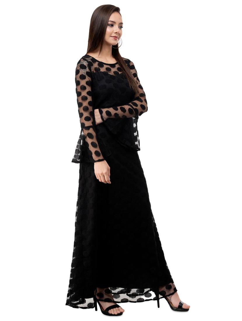 bell sleeved polka dot maxi dress - 16693211 - Zoom Image - 2