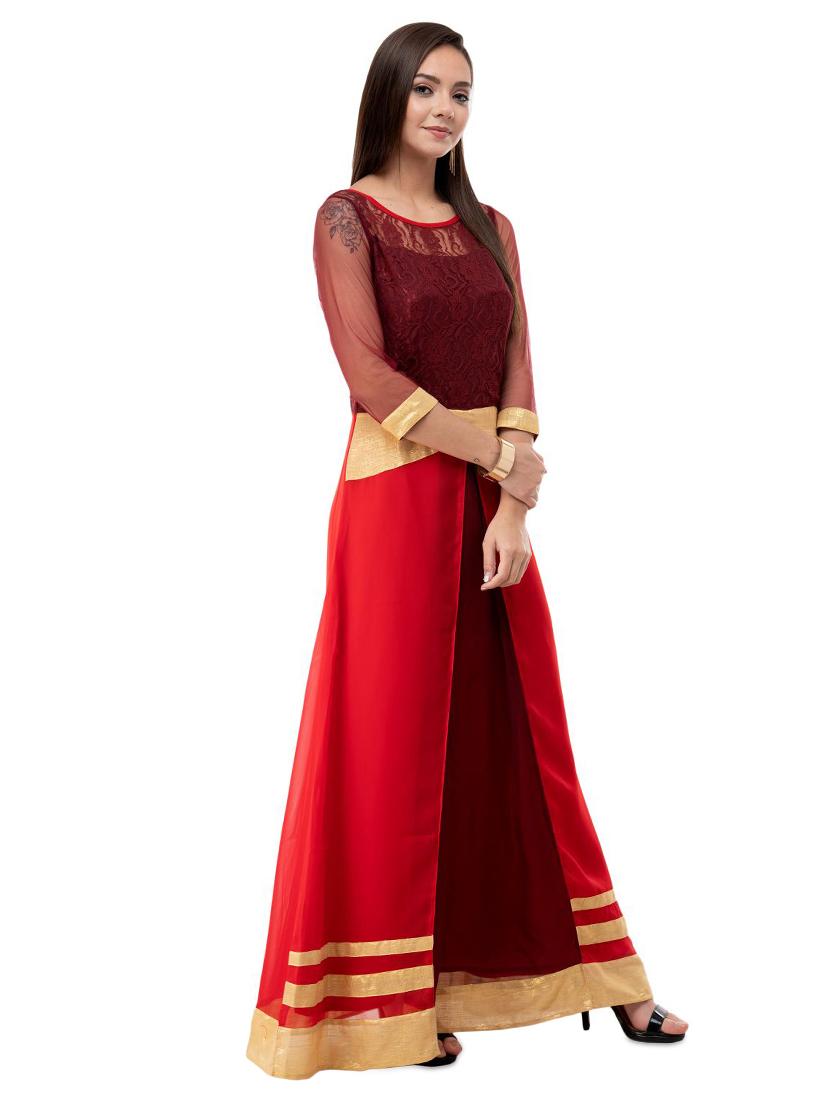 boat neck laced maxi dress - 16693218 - Zoom Image - 2
