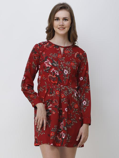 keyhole pleated floral dress - 16693595 - Standard Image - 1