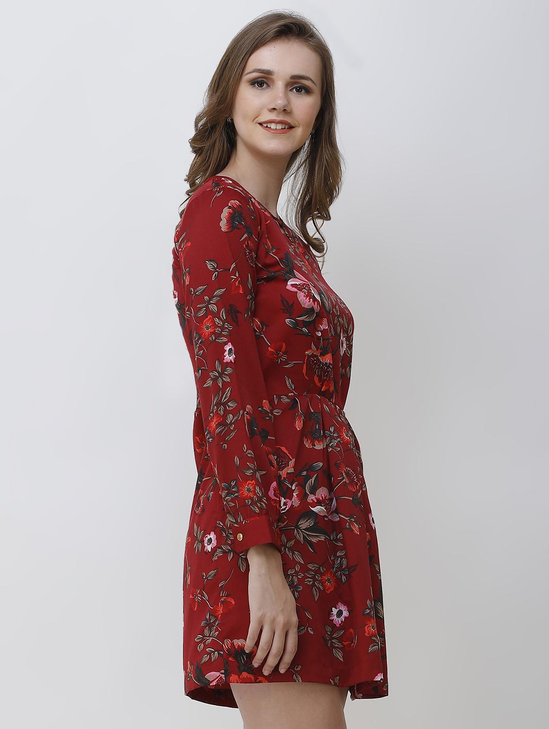 keyhole pleated floral dress - 16693595 - Zoom Image - 2