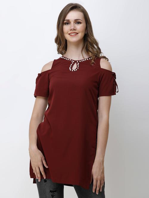 cold shoulder embellished tunic - 16693620 - Standard Image - 1