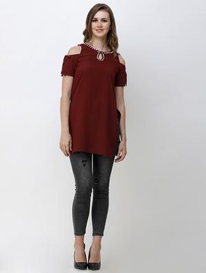 cold shoulder embellished tunic - 16693620 - Standard Image - 4