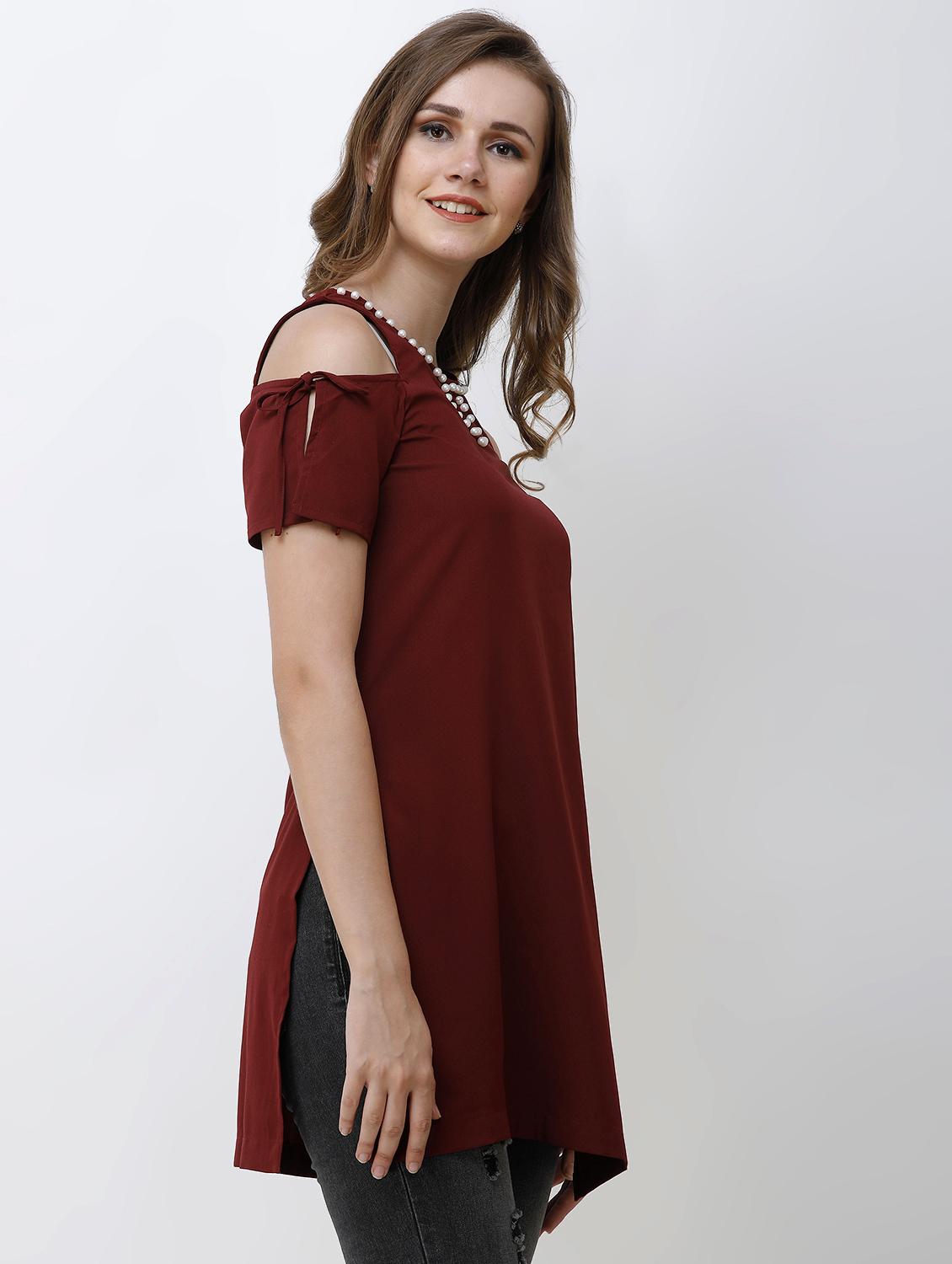 cold shoulder embellished tunic - 16693620 - Zoom Image - 2