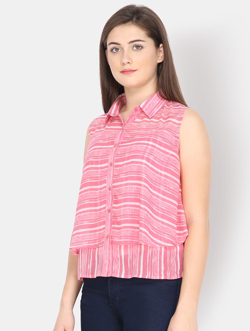 shirt collar striped top - 16693831 - Zoom Image - 2