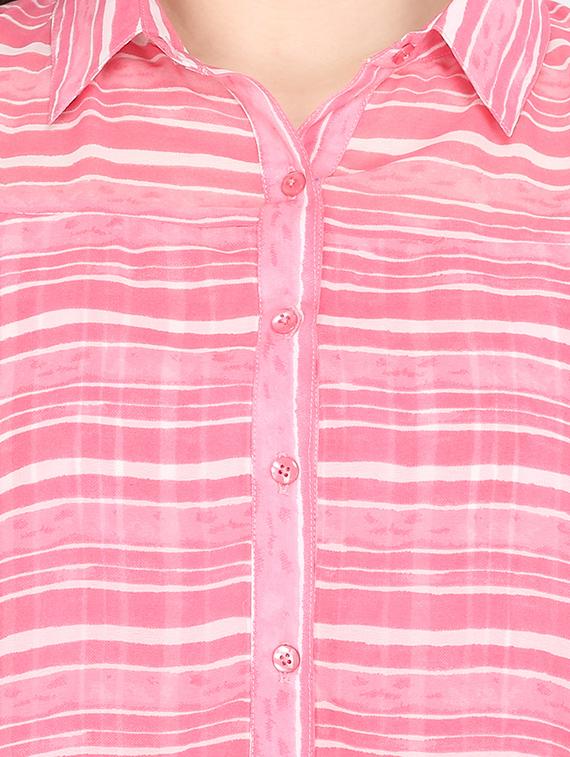 shirt collar striped top - 16693831 - Zoom Image - 5