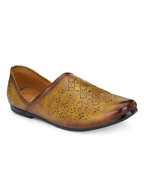 tan leatherette slip on jutis - 16694103 - Standard Image - 1