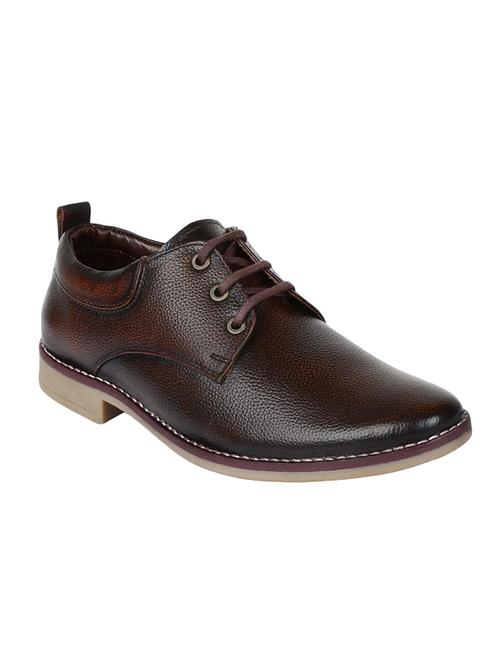 brown leatherette lace-up derbys - 16694314 - Very Small Image - 1