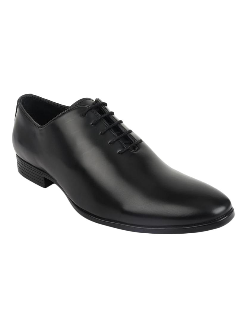 black leatherette lace-up oxfords - 16694357 - Zoom Image - 1