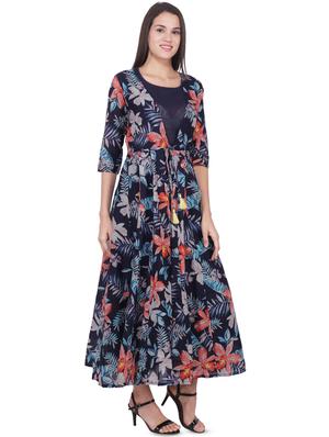 floral printed flared ethnic dress - 16694384 - Standard Image - 2