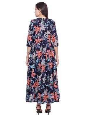 floral printed flared ethnic dress - 16694384 - Standard Image - 3