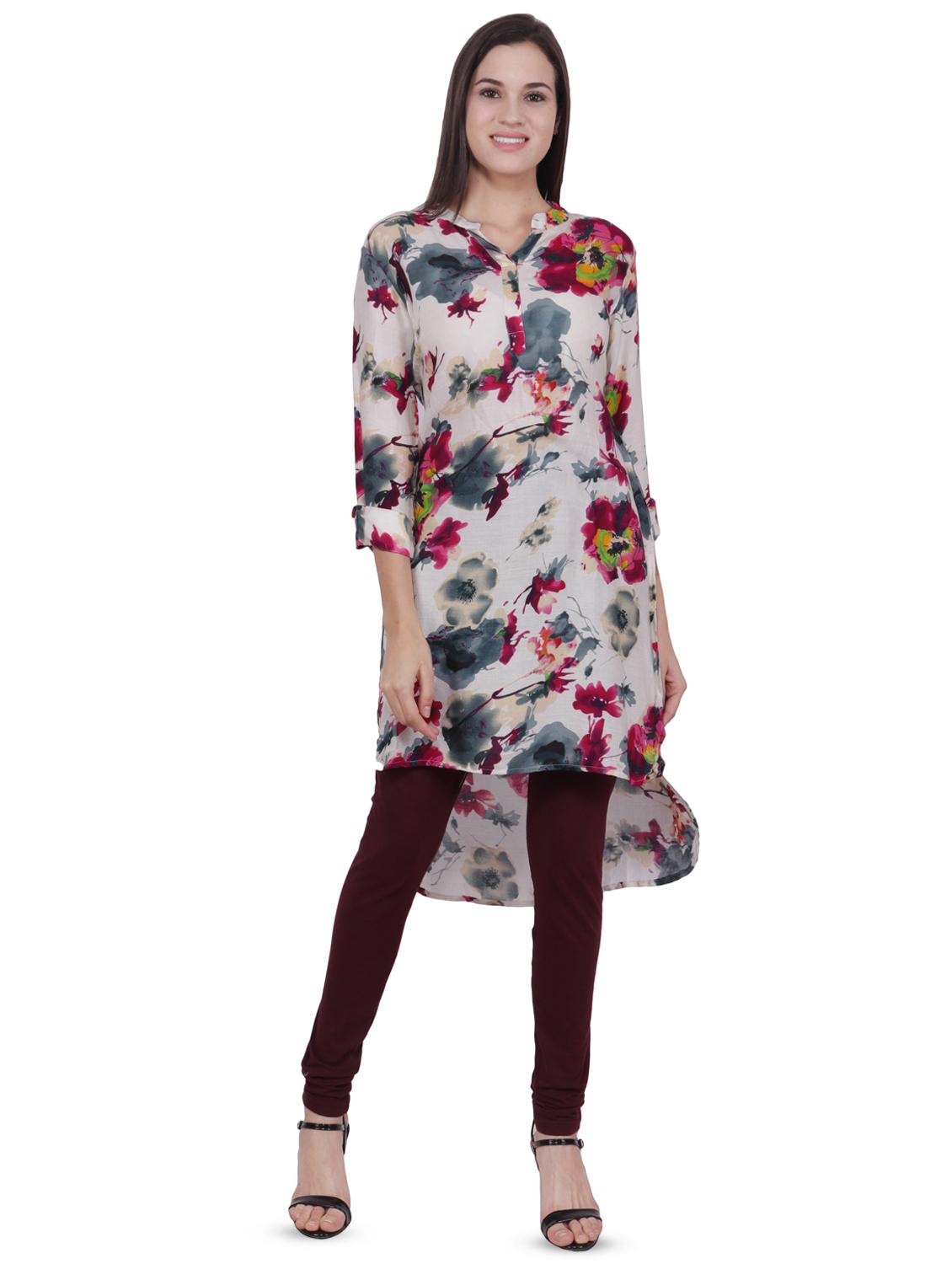 floral print high-low kurta - 16694392 - Zoom Image - 1
