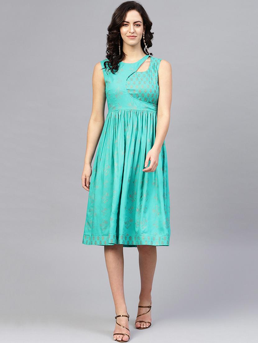 cutout neck gathered a-line dress - 16694717 - Zoom Image - 1