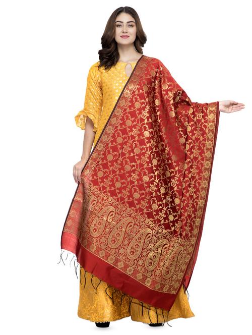 floral embroidered dupatta - 16694806 - Standard Image - 1