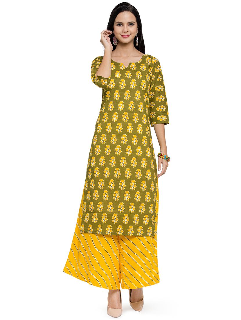 floral print kurta palazzo set - 16694878 - Zoom Image - 1