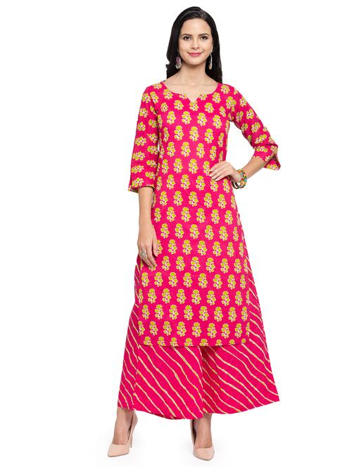 floral print kurta palazzo set - 16694879 - Standard Image - 1