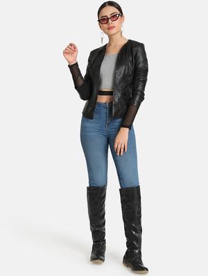 long sleeved leather jacket - 16694948 - Standard Image - 4
