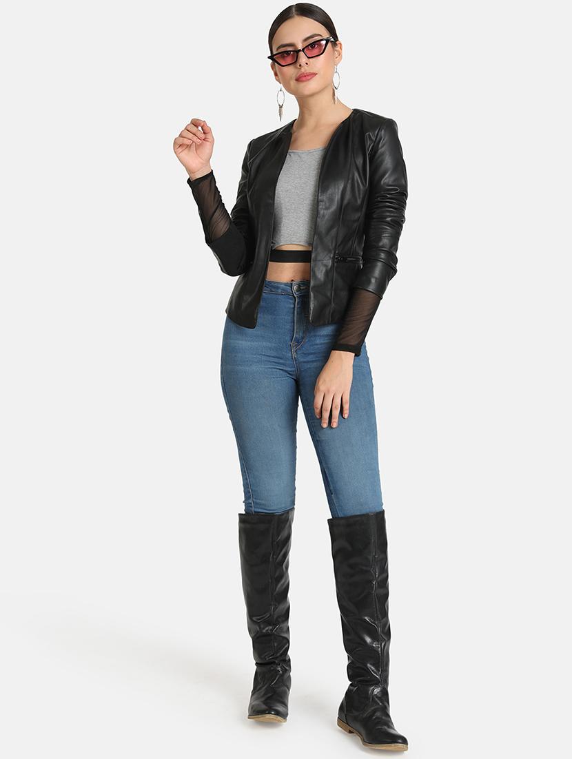 long sleeved leather jacket - 16694948 - Zoom Image - 4