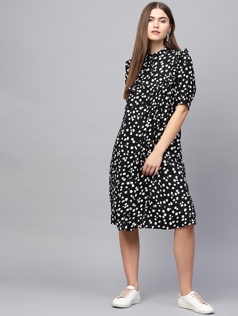 polka dot frill detail shift dress - 16695242 - Zoom Image - 1