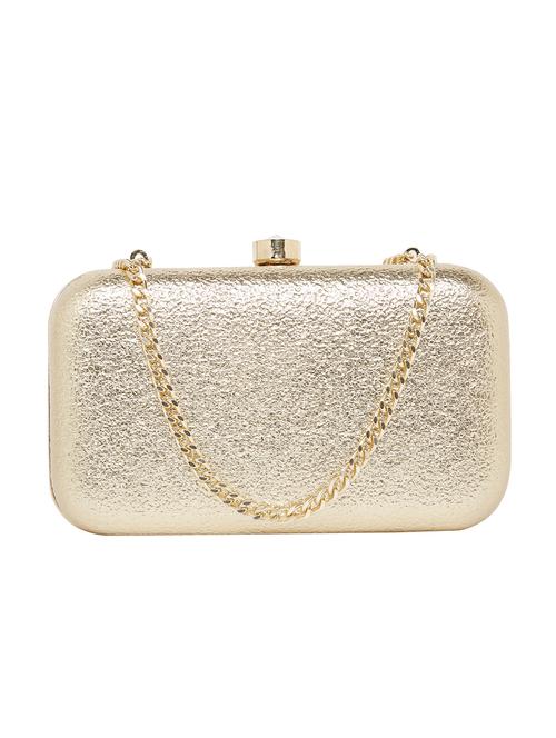 gold leatherette (pu) box clutch - 16695473 - Very Small Image - 1