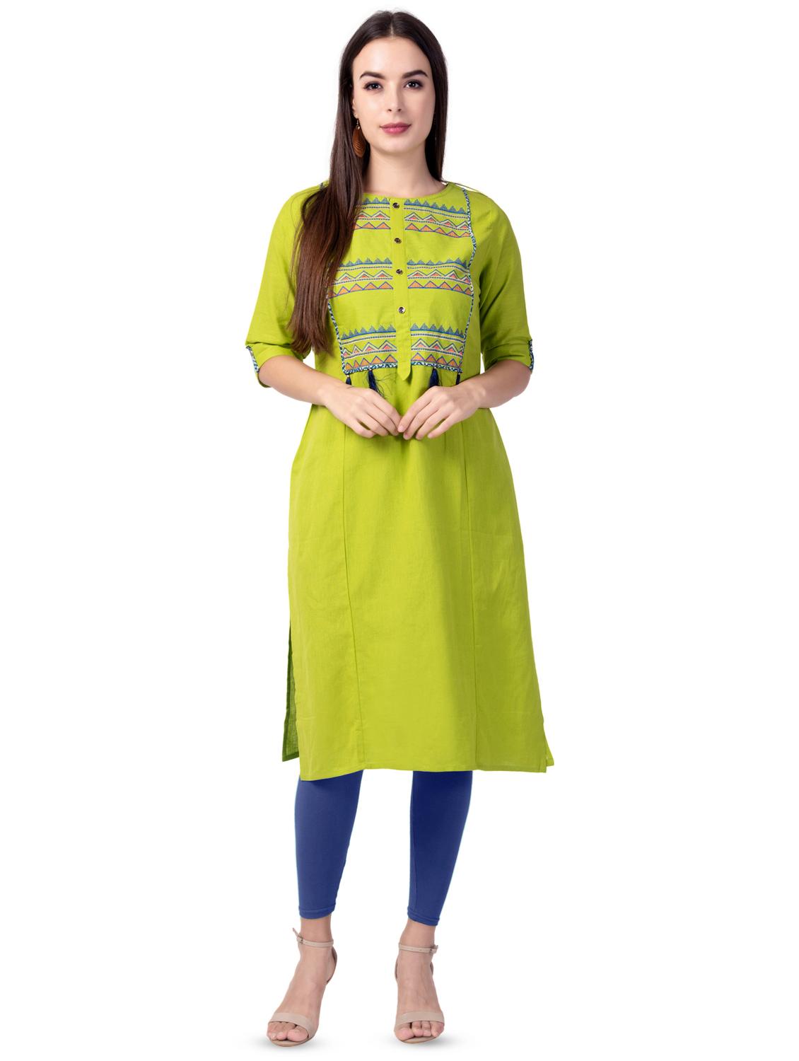 yoke embroidered straight kurta - 16695490 - Zoom Image - 1