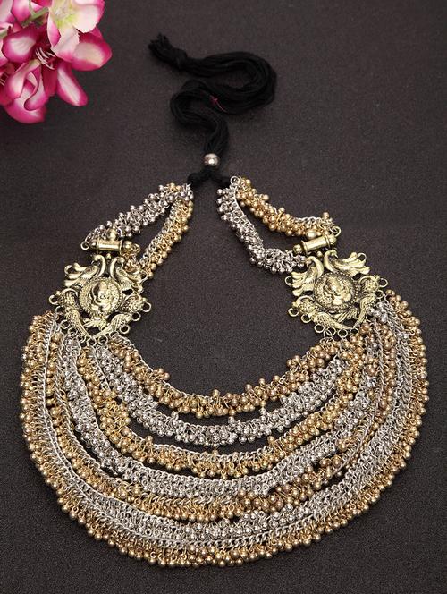 gold brass statement necklace - 16695576 - Standard Image - 1