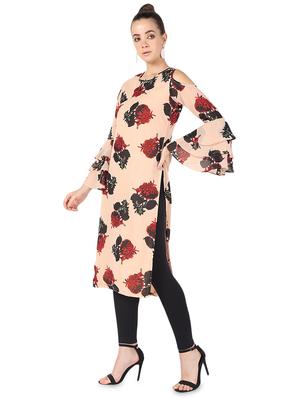 floral printed bell sleeves straight kurta - 16695715 - Standard Image - 2