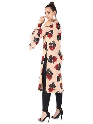 floral printed bell sleeves straight kurta - 16695715 - Standard Image - 3