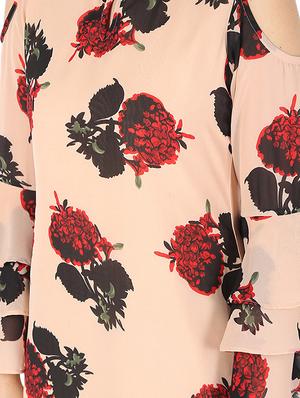 floral printed bell sleeves straight kurta - 16695715 - Standard Image - 4