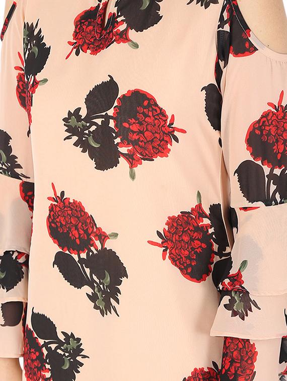 floral printed bell sleeves straight kurta - 16695715 - Zoom Image - 4