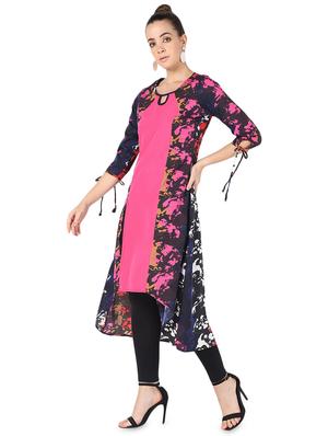 abstract printed high-low kurta - 16695720 - Standard Image - 2