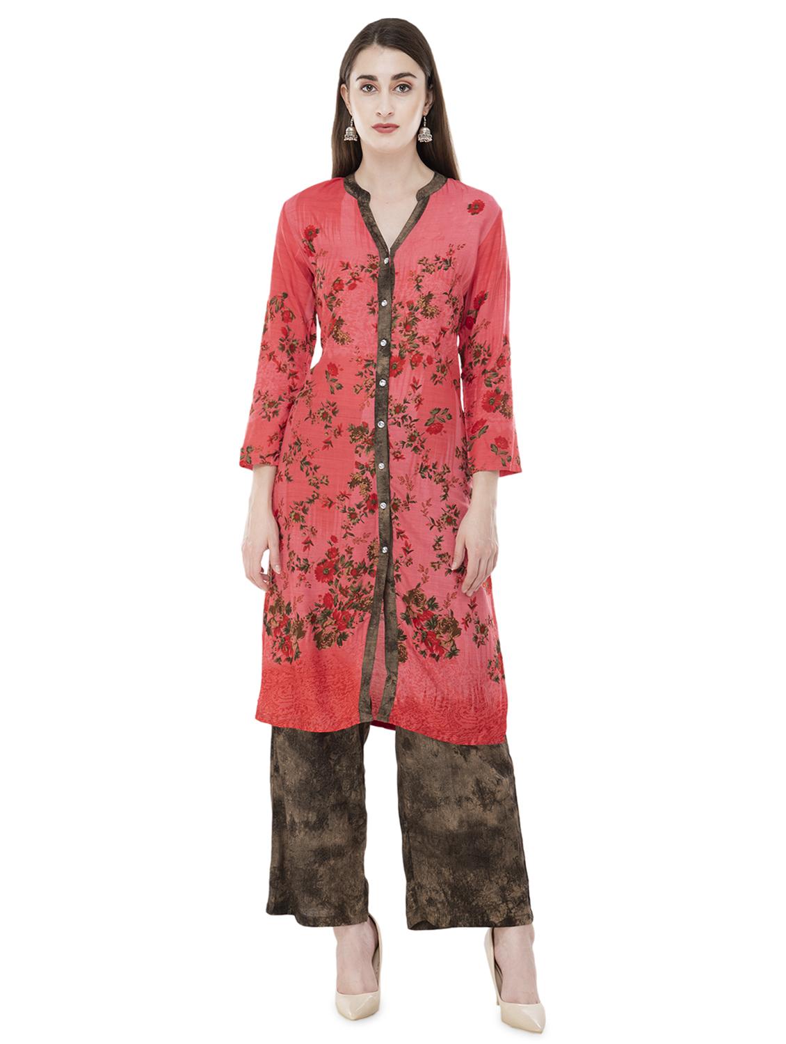 floral printed kurta palazzo set - 16695735 - Zoom Image - 1