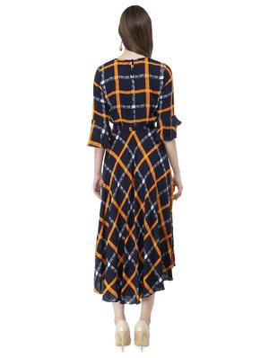 round neck checkered asymmetric dress - 16695744 - Standard Image - 3