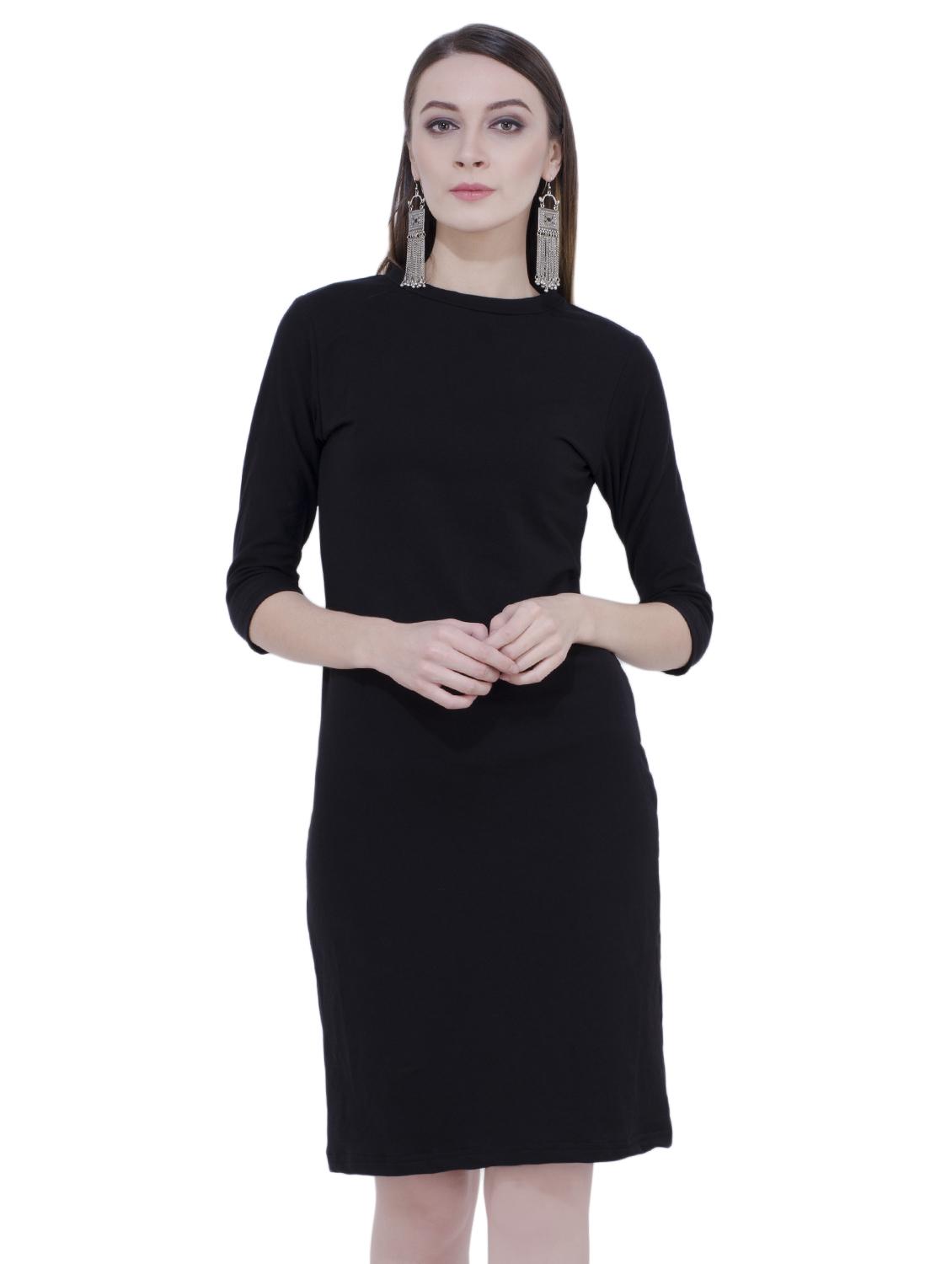 mock neck solid sheath dress - 16695747 - Zoom Image - 1