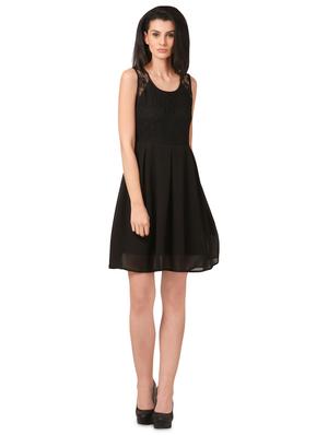 round neck floral laced belted dress - 16695755 - Standard Image - 4