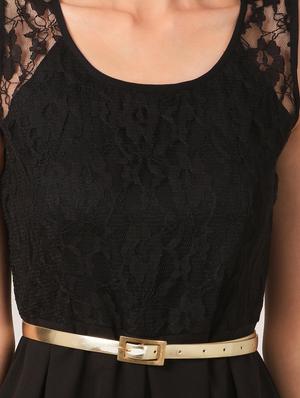 round neck floral laced belted dress - 16695755 - Standard Image - 5