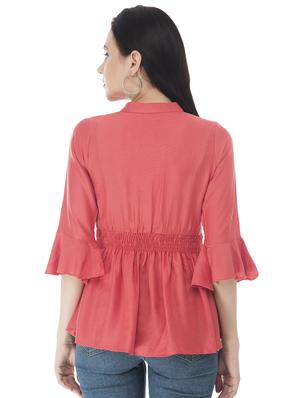 tassel tie up ruched peplum top - 16695773 - Standard Image - 3