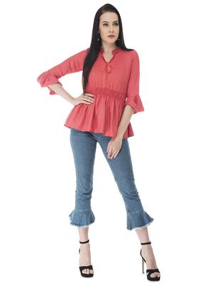 tassel tie up ruched peplum top - 16695773 - Standard Image - 4